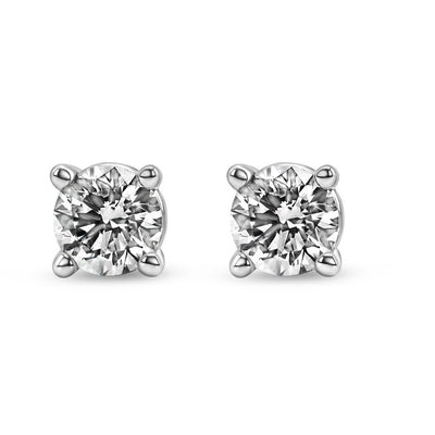 0.25 CTW Round Lab-Grown Diamond Stud Earrings in 14K Gold Over Sterling Silver (F Color, VS Clarity)