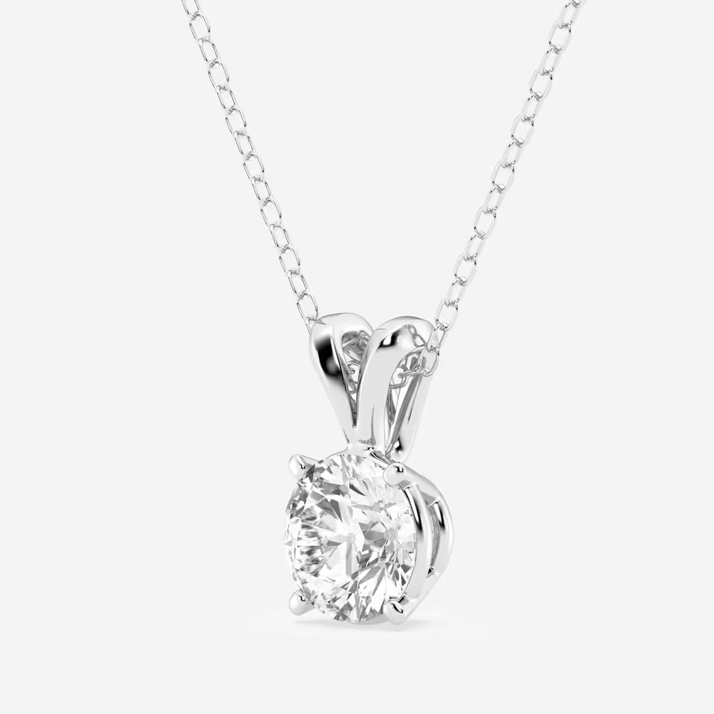 0.50 CTW Round Lab Grown Diamond Split Bail Solitaire Pendant in 14K White Gold Over Sterling