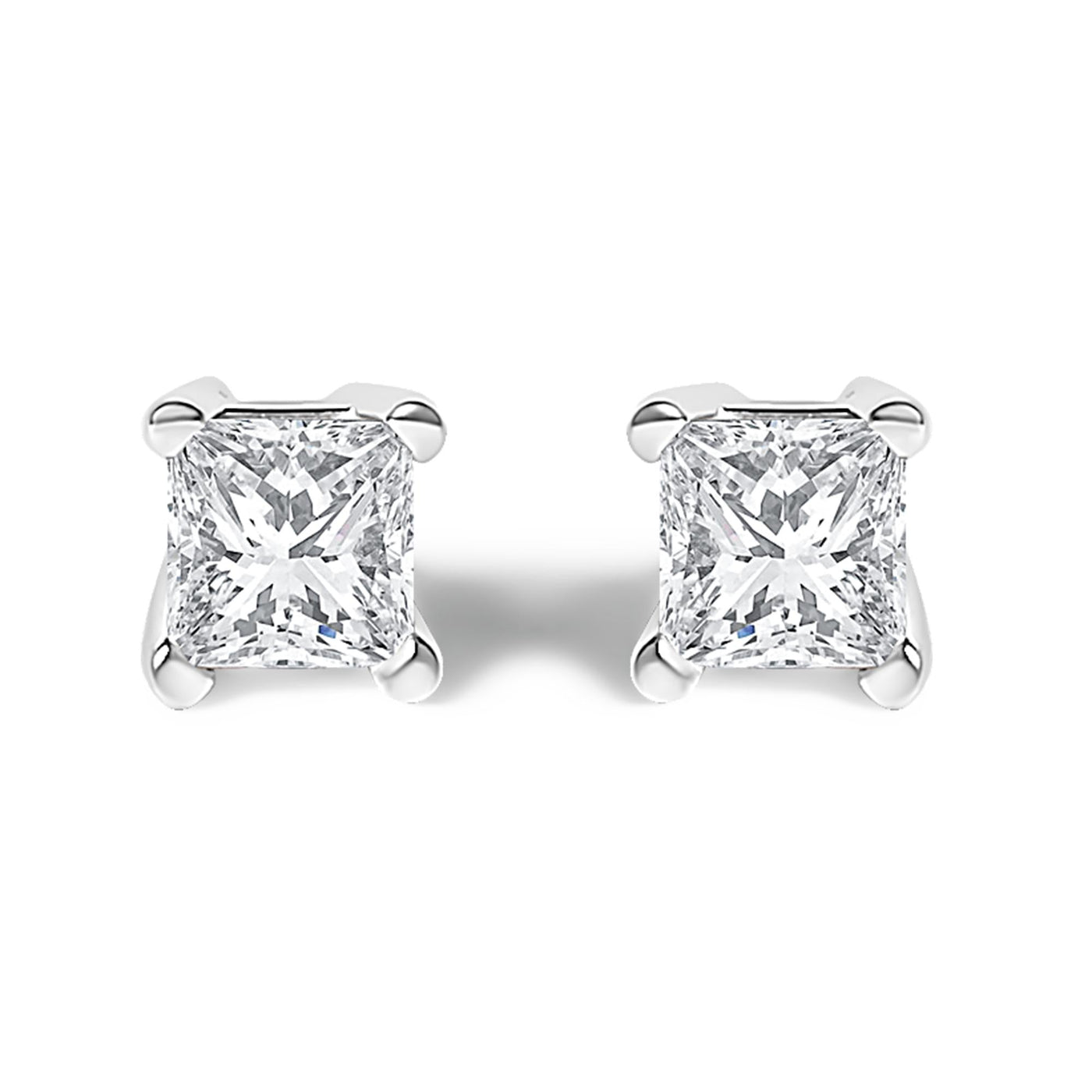 .925 Sterling Silver 1/4 Cttw Princess-Cut Diamond Solitaire Stud Earrings (H-I Color, I1-I2 Clarity)