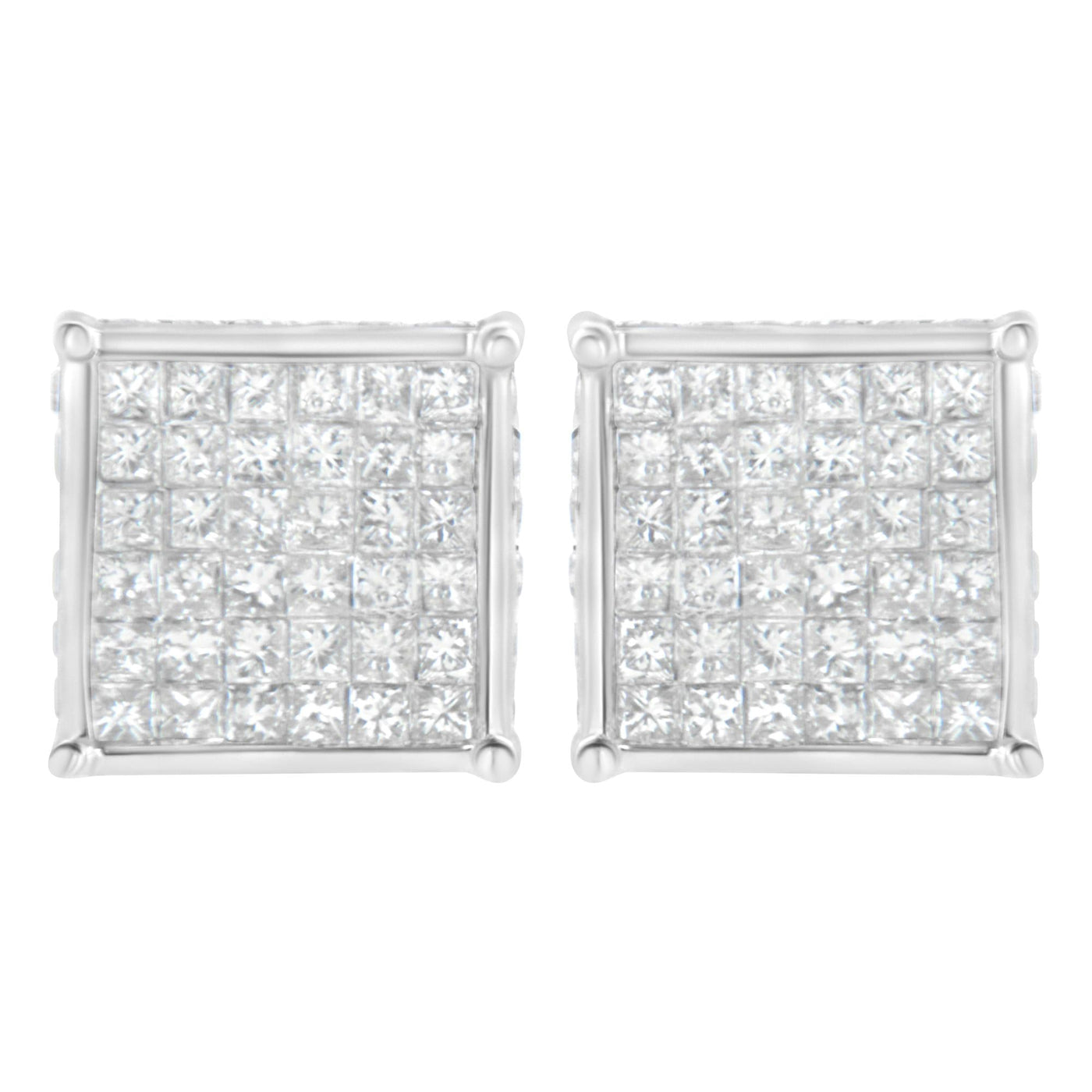 10K White Gold 2ct TDW Princess-Cut Composite Diamond Stud Earring (I-J ,I2-I3)