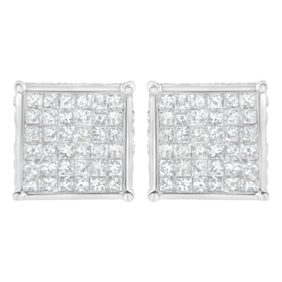 10K White Gold 2ct TDW Princess-Cut Composite Diamond Stud Earring (I-J ,I2-I3)
