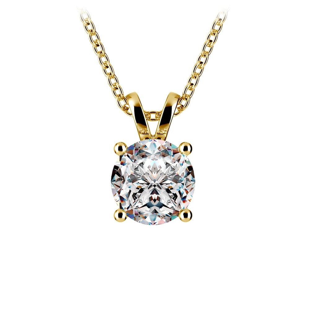 1.50 Ctw Prong Set Round Lab Grown Diamond Pendant In White /Yellow Gold G-VS