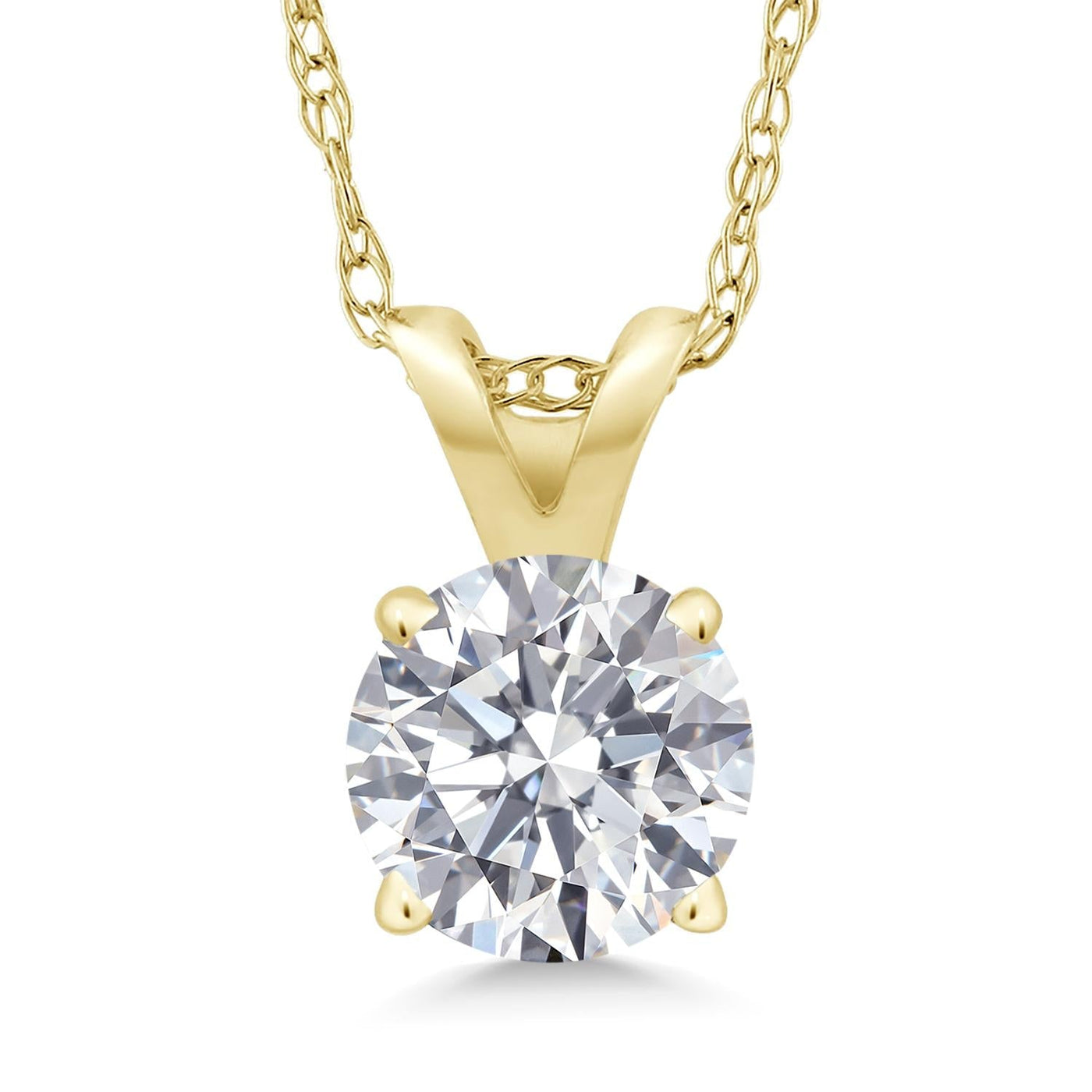 1 Ctw Round Lab Grown Diamond Pendant Necklace in 14K Gold | AGI Certified | E-F Color, VS1-VS2 Clarity | 18 Inch Chain