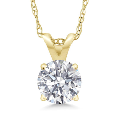 1 Ctw Round Lab Grown Diamond Pendant Necklace in 14K Gold | AGI Certified | E-F Color, VS1-VS2 Clarity | 18 Inch Chain