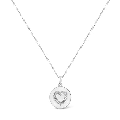 .925 Sterling Silver Prong-Set Diamond Accent Heart Emblemed 18" Pendant Necklace (I-J Color, I1-I2 Clarity)