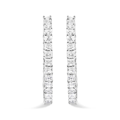 14K White Gold Natural Princess Cut Diamond Inside Out Hoop Earrings (G-H Color, SI2-I1 Clarity)