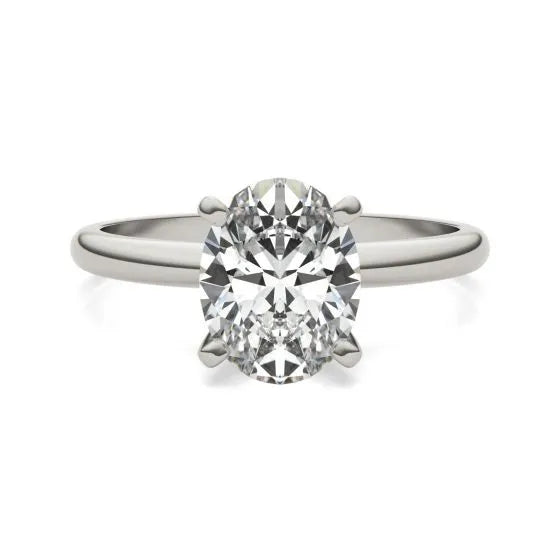 2.00 CTW AGI Certified  Oval Lab Grown Diamond Solitaire Engagement Ring in 14K White Gold (G-VS)