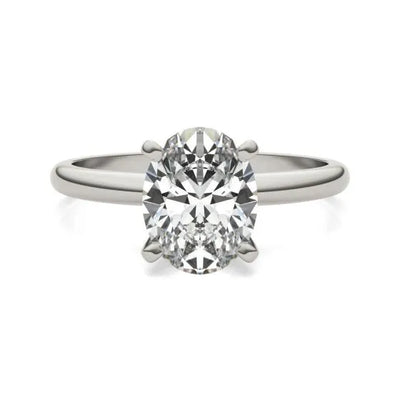 2.00 CTW AGI Certified  Oval Lab Grown Diamond Solitaire Engagement Ring in 14K White Gold (G-VS)
