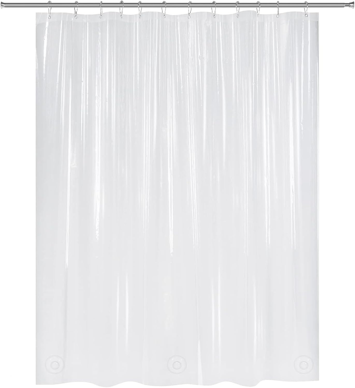 Waterproof Plastic Shower Curtain - Bathroom Shower Curtain Premium PEVA Non-Toxic with Rust Proof Grommets White 6G Heavy Duty Bathroom Accessories 72x72