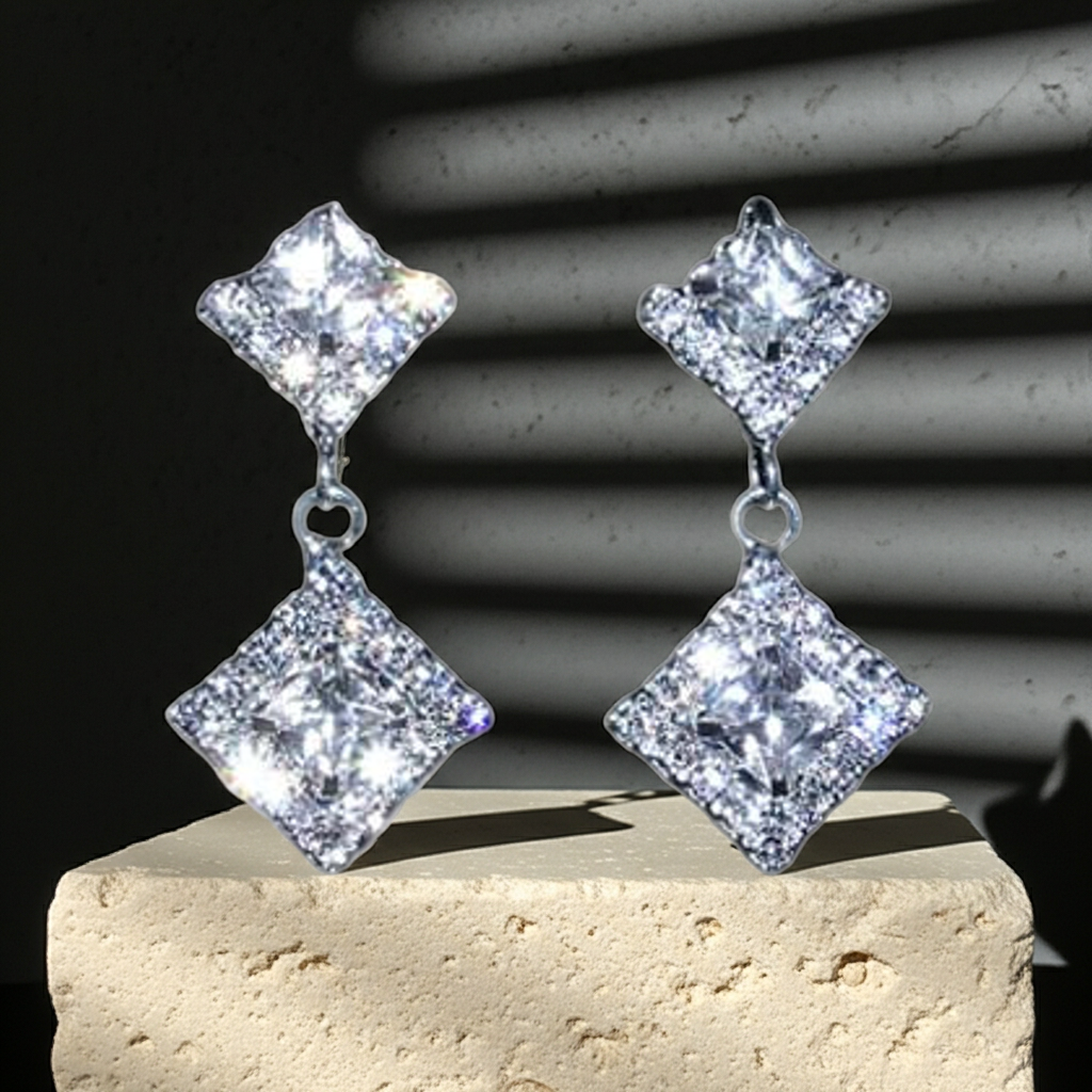#14809 - Princess Cut Earrings