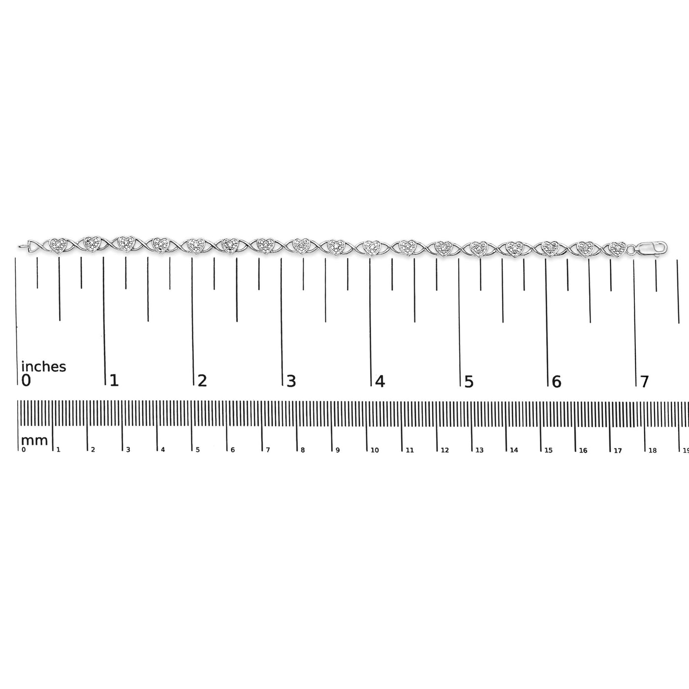 .925 Sterling Silver Diamond Accent Heart Link Bracelet (I-J Color, I3 Clarity) - 7.25"