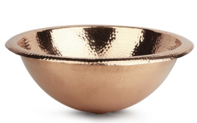 CASABLANCA Hand-Hammered Round Copper Sink  |16x5" | Artisan Bathroom Vessel Basin | data start data