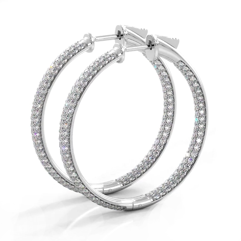 2.5 CTW Lab-Created Moissanite Triple Row Hoop Earrings in 14K Gold Over Sterling with Vault Lock Clasp