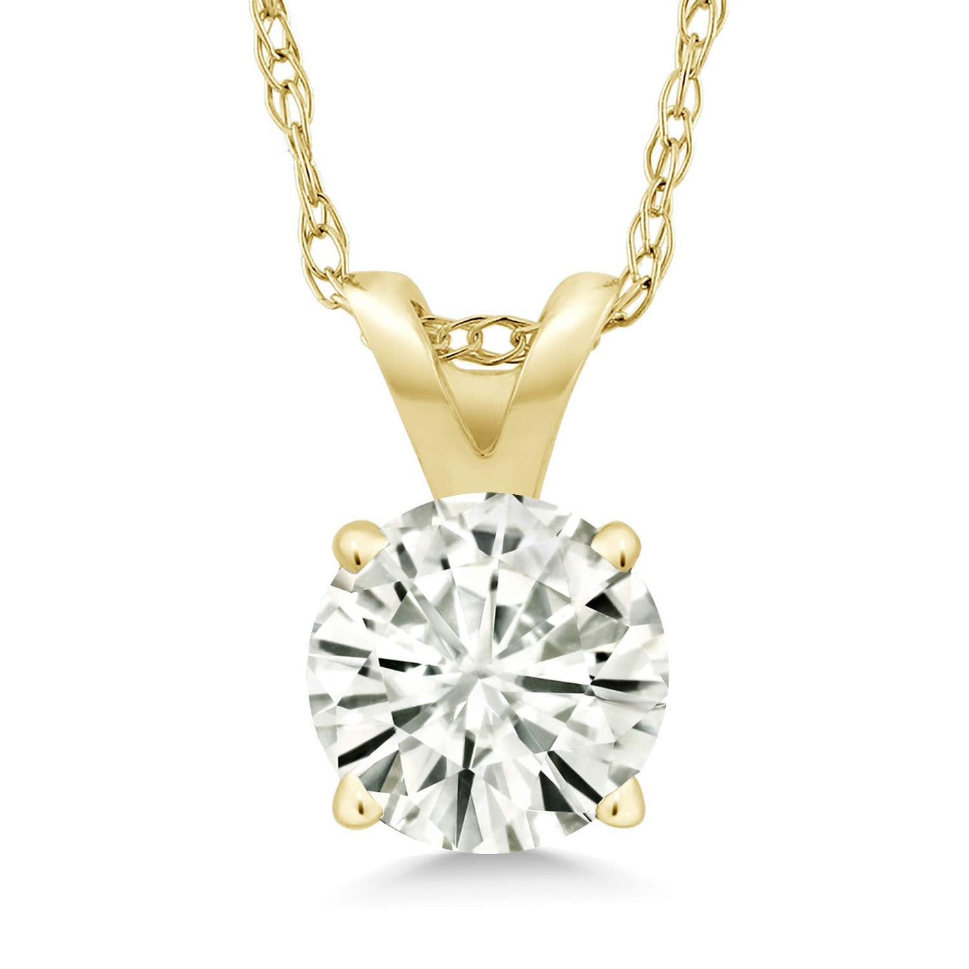 .80 CTW Certified Genuine Moissanite Solitaire Pendant Necklace - Choice of 14k White or Yellow Gold
