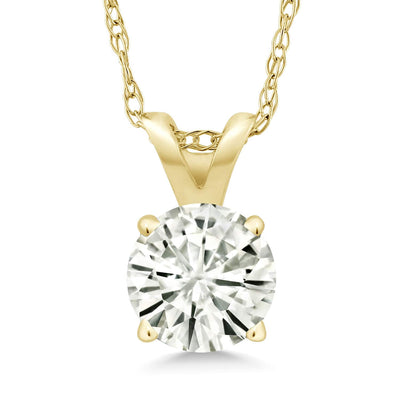 .80 CTW Certified Genuine Moissanite Solitaire Pendant Necklace - Choice of 14k White or Yellow Gold