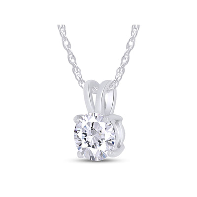 .80 CTW Certified Genuine Moissanite Solitaire Pendant Necklace - Choice of 14k White or Yellow Gold