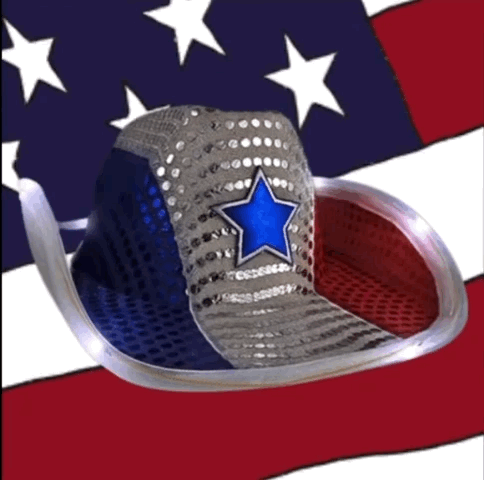Flashing Cowboy Hat with Red White and Blue Sequins