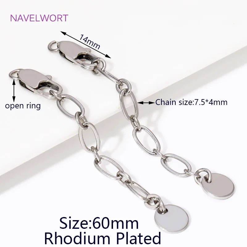 1/3/5Pcs/Lot 18K Gold Plated Round Extension Chain For Jewelry Making,Brass Extended Tail Chain DIY Necklace Accessories