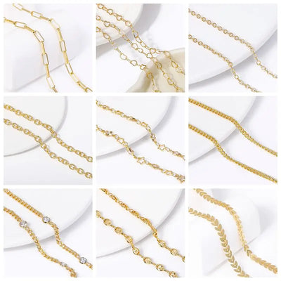1/3/5Pcs/Lot 18K Gold Plated Round Extension Chain For Jewelry Making,Brass Extended Tail Chain DIY Necklace Accessories