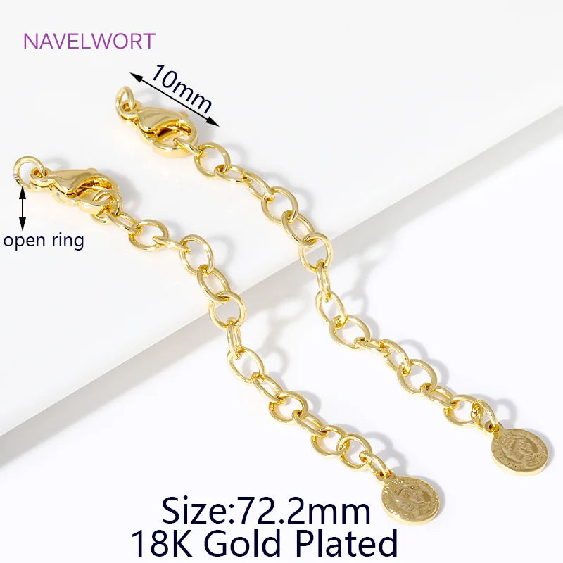 1/3/5Pcs/Lot 18K Gold Plated Round Extension Chain For Jewelry Making,Brass Extended Tail Chain DIY Necklace Accessories