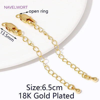 1/3/5Pcs/Lot 18K Gold Plated Round Extension Chain For Jewelry Making,Brass Extended Tail Chain DIY Necklace Accessories