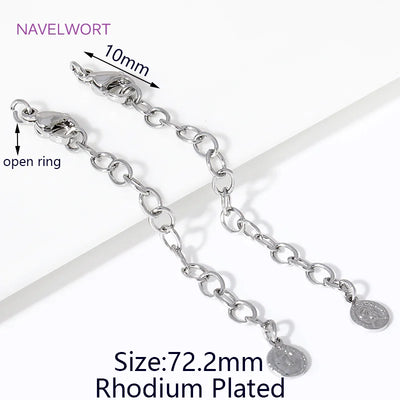 1/3/5Pcs/Lot 18K Gold Plated Round Extension Chain For Jewelry Making,Brass Extended Tail Chain DIY Necklace Accessories