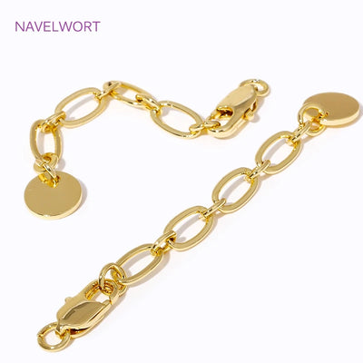 1/3/5Pcs/Lot 18K Gold Plated Round Extension Chain For Jewelry Making,Brass Extended Tail Chain DIY Necklace Accessories
