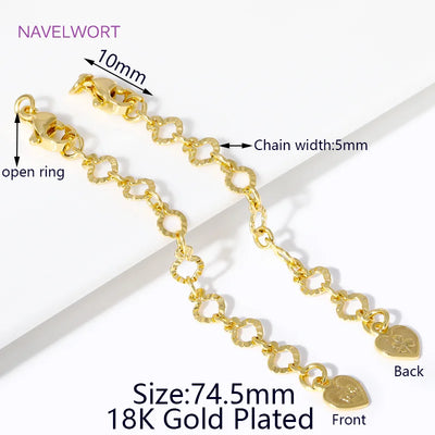 1/3/5Pcs/Lot 18K Gold Plated Round Extension Chain For Jewelry Making,Brass Extended Tail Chain DIY Necklace Accessories