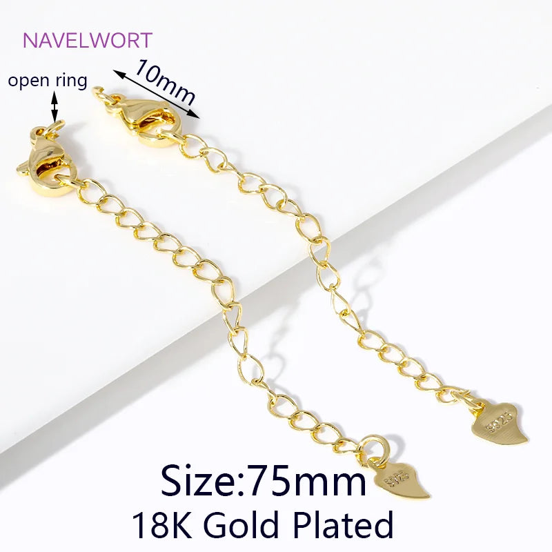 1/3/5Pcs/Lot 18K Gold Plated Round Extension Chain For Jewelry Making,Brass Extended Tail Chain DIY Necklace Accessories