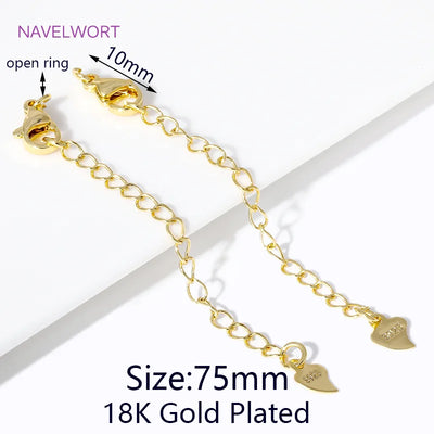 1/3/5Pcs/Lot 18K Gold Plated Round Extension Chain For Jewelry Making,Brass Extended Tail Chain DIY Necklace Accessories