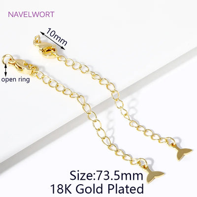 1/3/5Pcs/Lot 18K Gold Plated Round Extension Chain For Jewelry Making,Brass Extended Tail Chain DIY Necklace Accessories