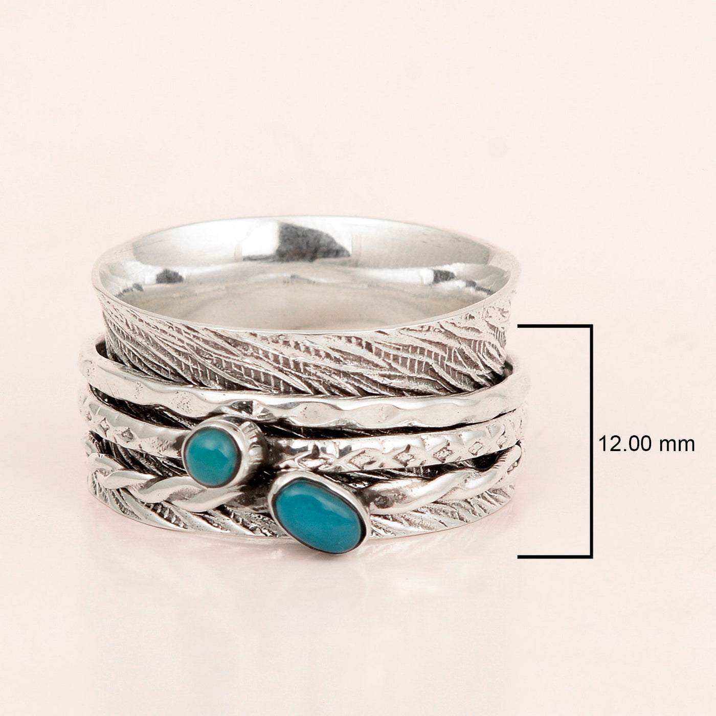 925 Sterling Silver Spinner Turquoise Ring