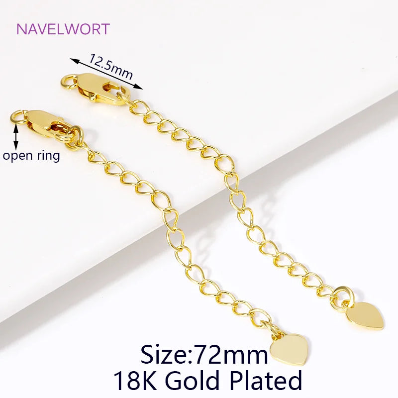 1/3/5Pcs/Lot 18K Gold Plated Round Extension Chain For Jewelry Making,Brass Extended Tail Chain DIY Necklace Accessories