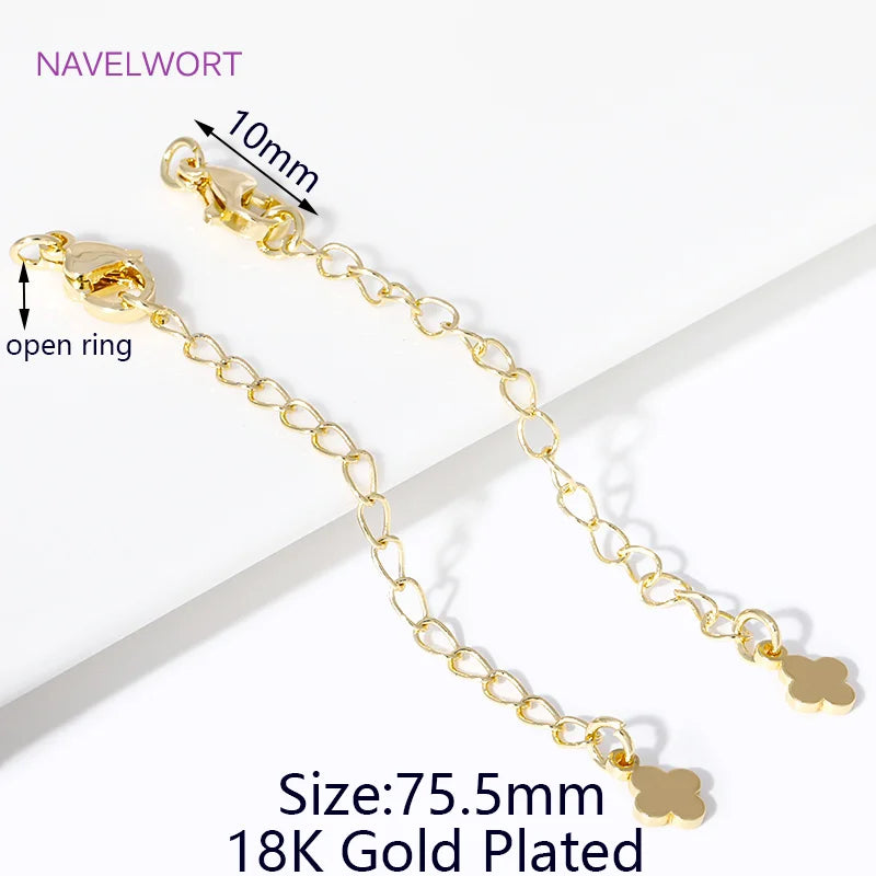 1/3/5Pcs/Lot 18K Gold Plated Round Extension Chain For Jewelry Making,Brass Extended Tail Chain DIY Necklace Accessories
