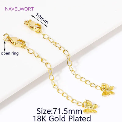 1/3/5Pcs/Lot 18K Gold Plated Round Extension Chain For Jewelry Making,Brass Extended Tail Chain DIY Necklace Accessories