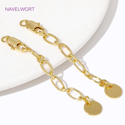1/3/5Pcs/Lot 18K Gold Plated Round Extension Chain For Jewelry Making,Brass Extended Tail Chain DIY Necklace Accessories