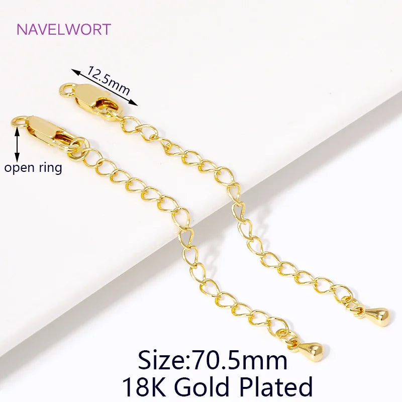 1/3/5Pcs/Lot 18K Gold Plated Round Extension Chain For Jewelry Making,Brass Extended Tail Chain DIY Necklace Accessories