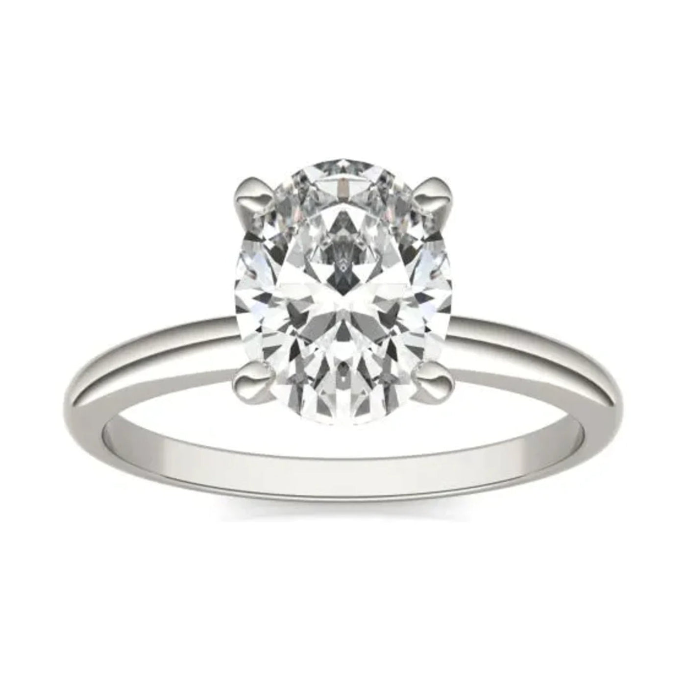 2.00 CTW AGI Certified  Oval Lab Grown Diamond Solitaire Engagement Ring in 14K White Gold (G-VS)
