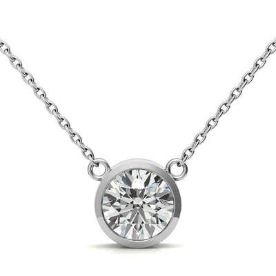 AGI Certified 2.00 CTW Prong Set Round Lab Grown Solitaire Diamond Pendant (G-VS) in 14K White or Yellow Gold