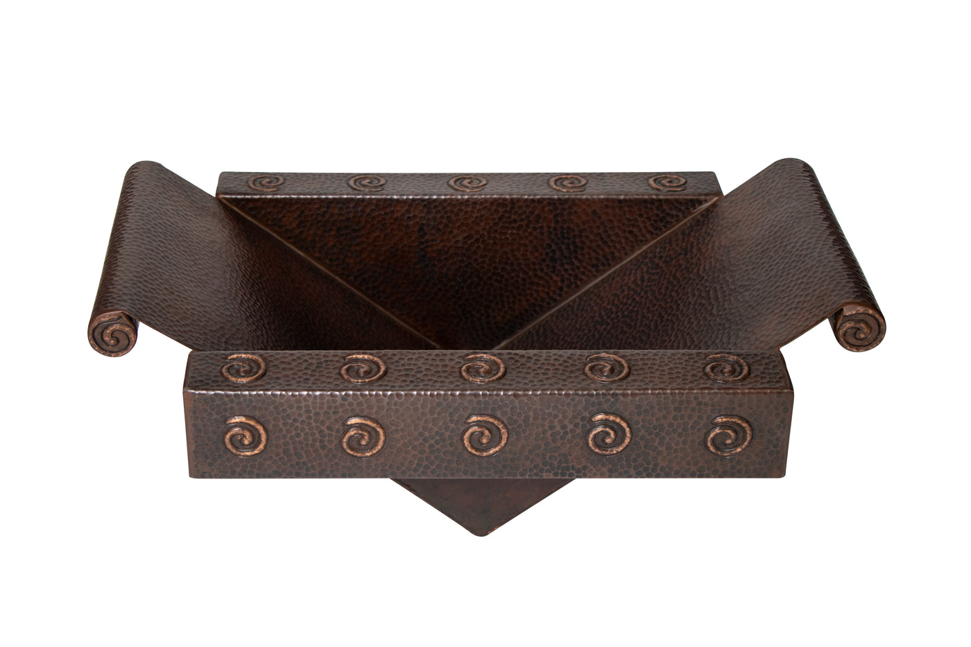 17" Rectangular Apron Inclined Bottom Hammered Copper Bathroom Sink