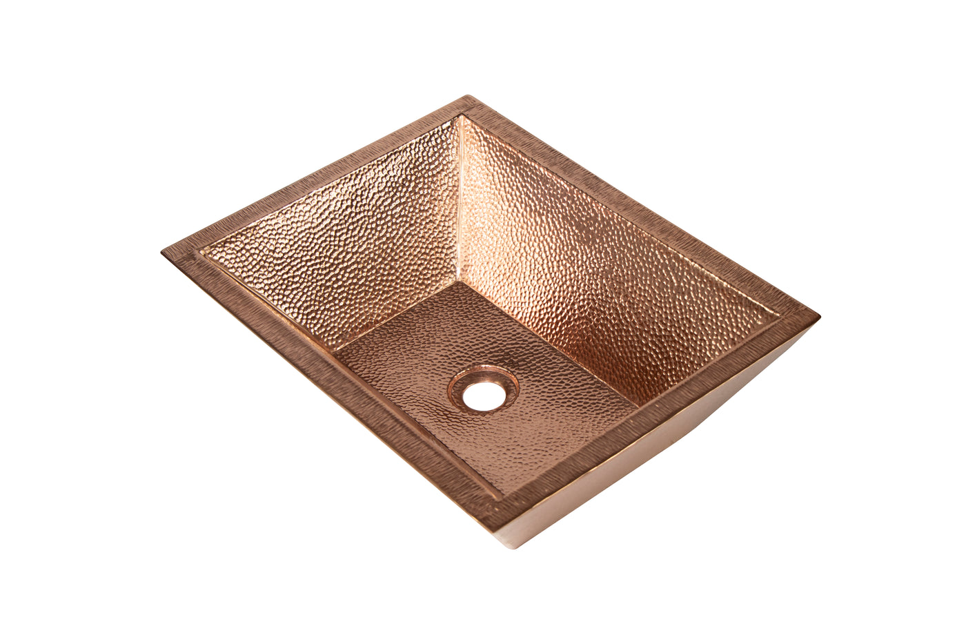 18" Rectangular Double Wall Hammered Copper Bathroom Sink