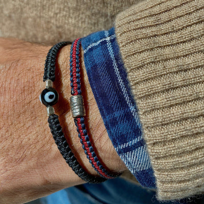 Sterling Silver Ceramic Evil Eye Bracelet