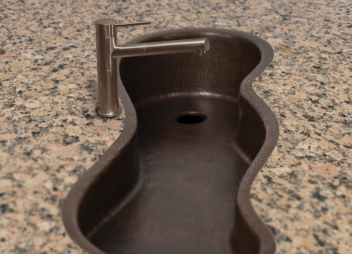 40" ZigZag Inclined Bottom Hammered Copper Bar Sink