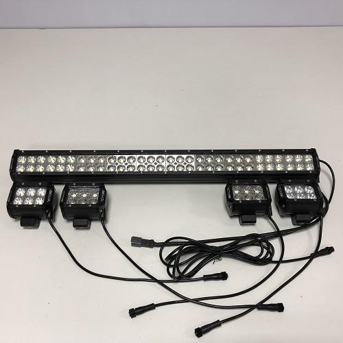 1 Slide Bracket Dual Color Strobe Light Bar Sync with 4 Packs 4" LED Pods