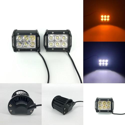 1 Slide Bracket Dual Color Strobe Light Bar Sync with 4 Packs 4" LED Pods