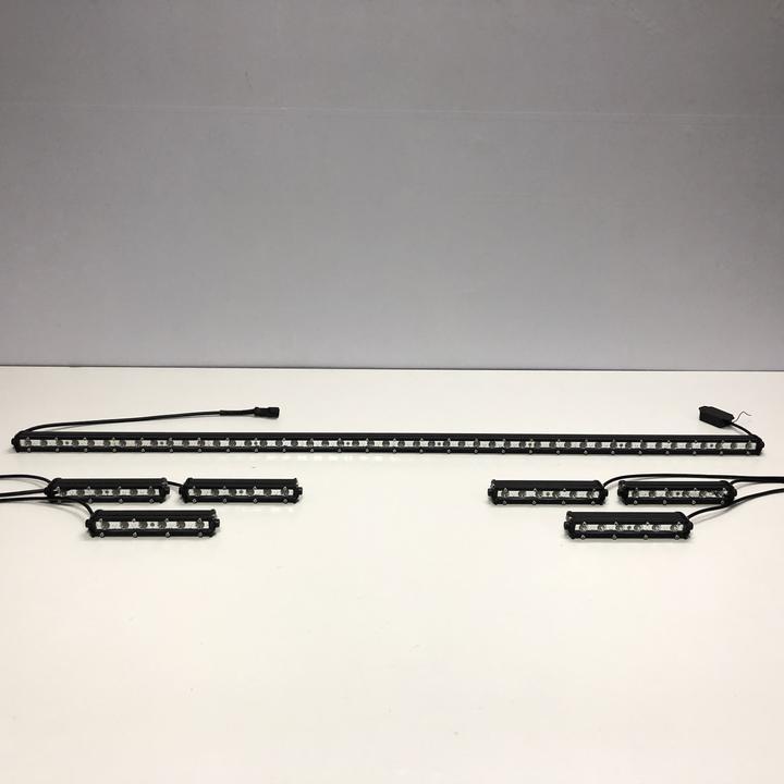 1 Ultra Slim Strobe Light Bar Sync with 4 Packs 7" Light Bar