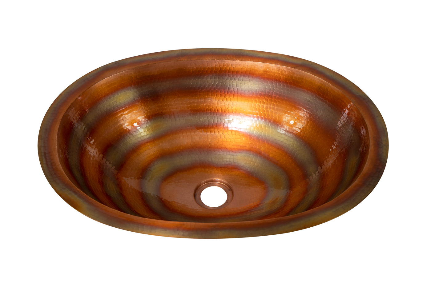 19" Oval Hammered Copper Bathroom Sink
