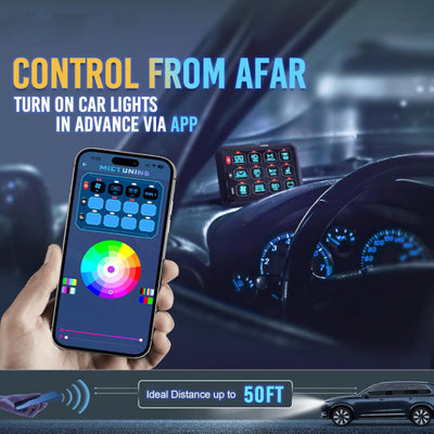 12-Gang Switch Panel Switches with Bluetooth APP Control – RGB Touch Control for RV, Yacht & Off-Road Vehicles