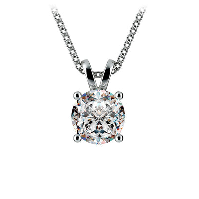 0.5/ 0.75 Ctw Prong Set Round Diamond Pendant In White /Yellow Gold G-VS