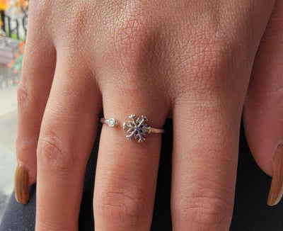 .925 Sterling Silver Snowflake Ring